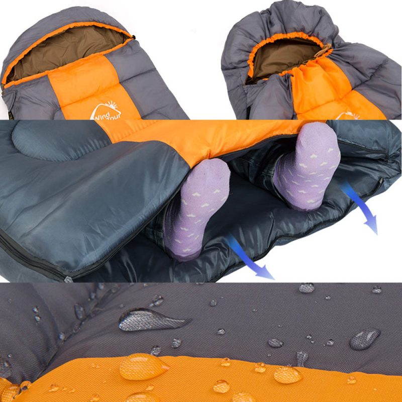 Quality Wind Tour Thermal Adult Sleeping Bag Autumn Winter Envelope Hooded Outdoor Travel Camping Water Resistant 2