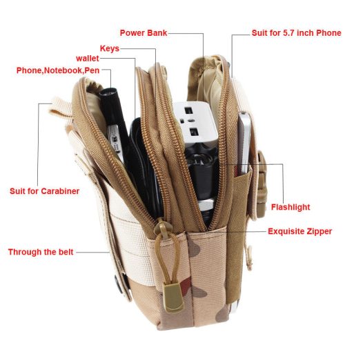 Universal Outdoor Tactical Holster Military Molle Hip Waist Belt Bag Wallet Pouch Purse Phone Case with 4